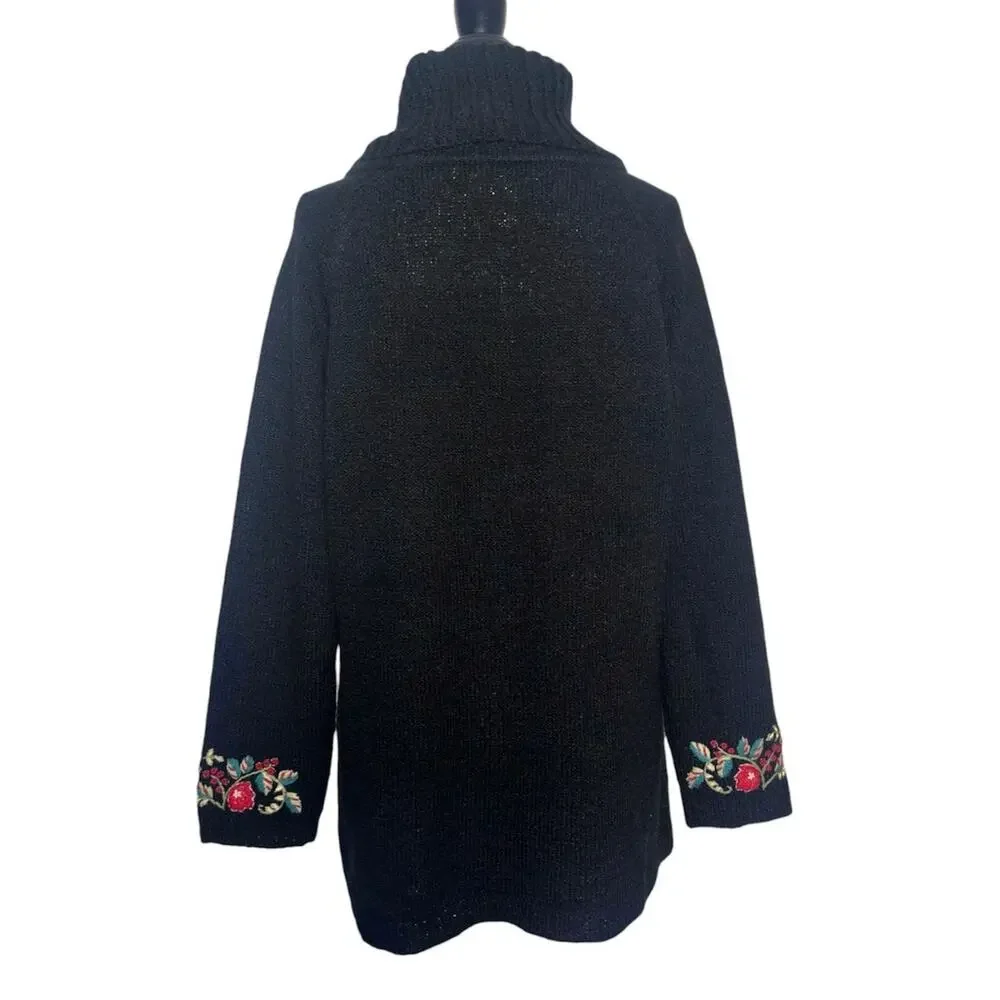 Coldwater Creek | Women | Floral Christmas Embroidered Cowl Neck Sweater | XL